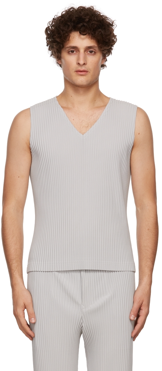 Homme Plissé Issey Miyake Grey Basics Tank Top Homme Plisse Issey Miyake