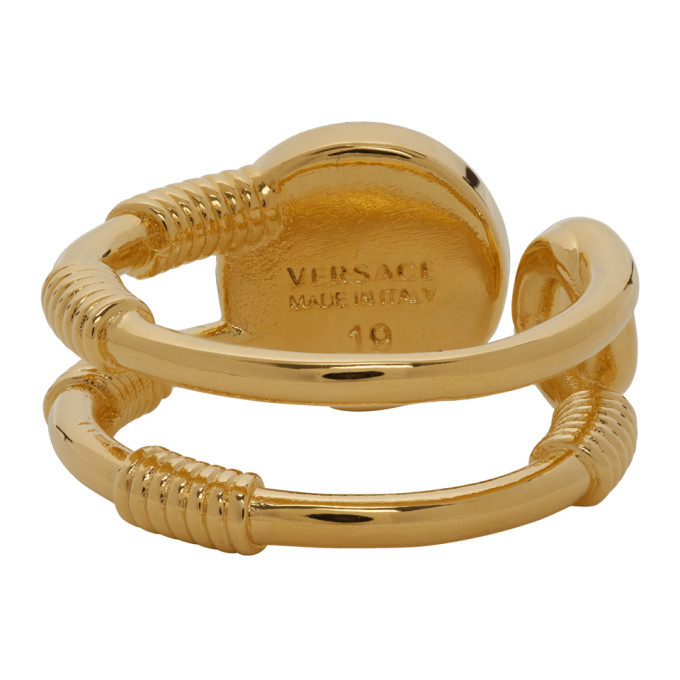Versace Gold Safety Pin Ring Versace
