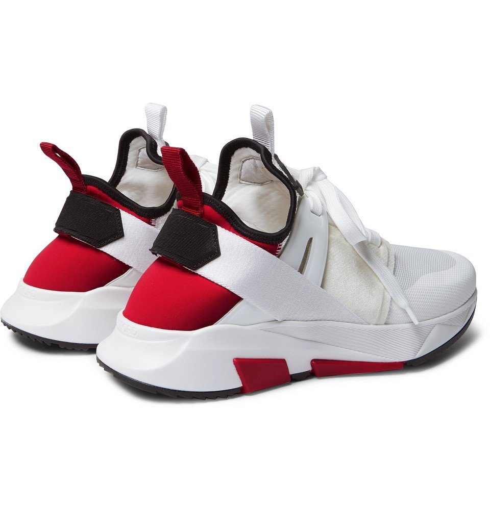 TOM FORD - Jago Neoprene, Suede and Mesh Sneakers - Men - White TOM FORD