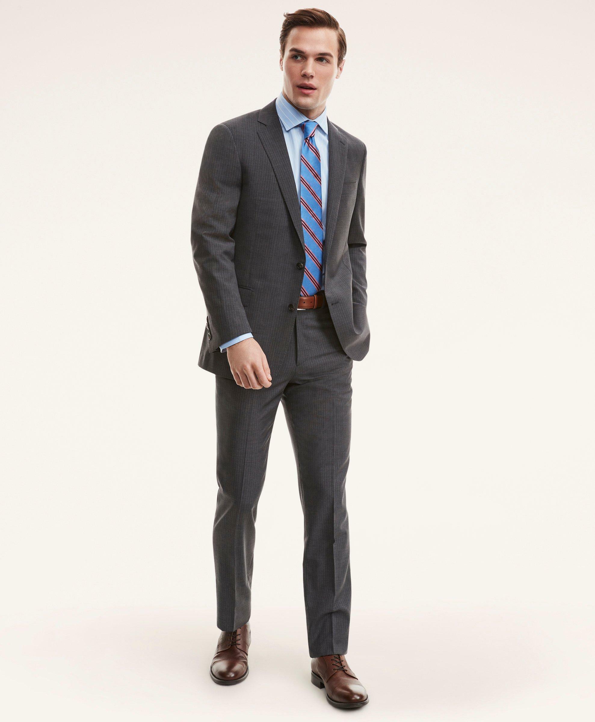Brooks Brothers Men's Regent Fit Pinstripe 1818 Suit | Grey Brooks Brothers