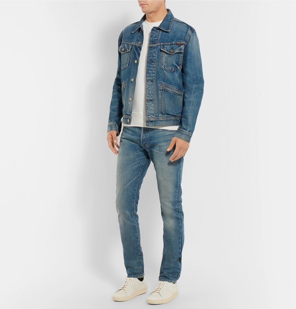 TOM FORD - Slim-Fit Washed Selvedge Denim Jeans - Blue TOM FORD