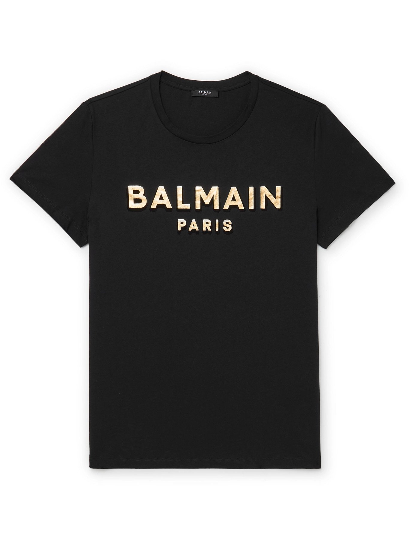 Balmain   Logo Print Cotton Jersey T Shirt   Blue Balmain