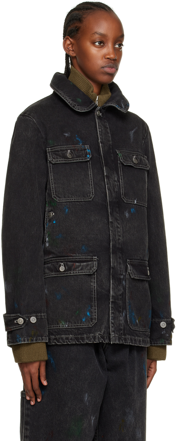 Maison Margiela Black Paint Splatter Denim Jacket Maison Margiela