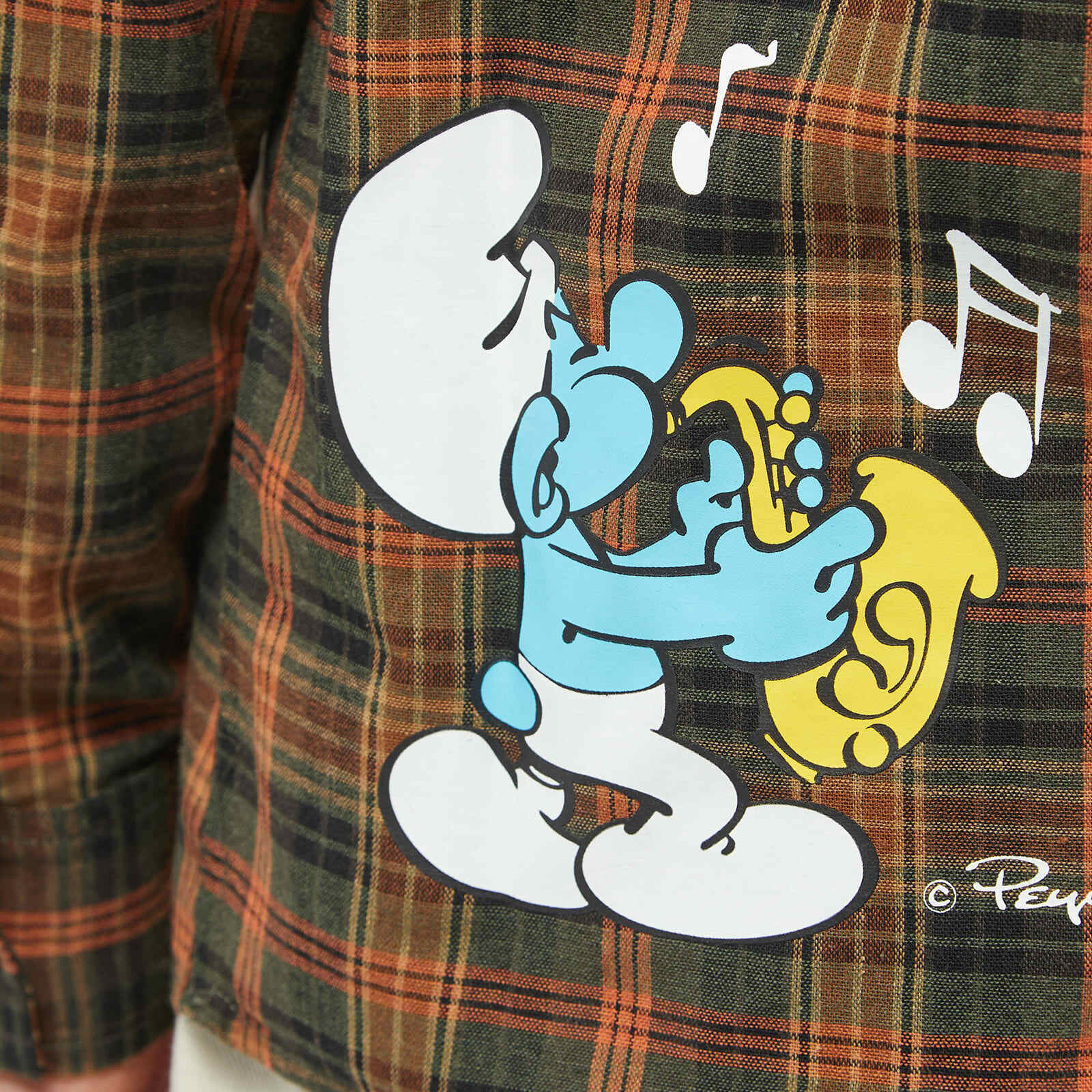 Butter Goods x The Smurfs Harmony Plaid Shirt in Moss/Bark Butter Goods