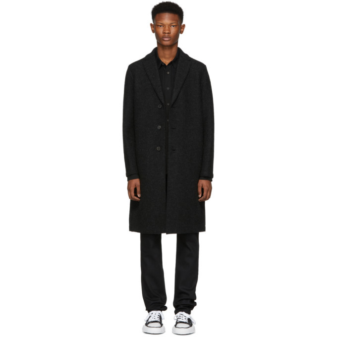 navy boiled wool coat