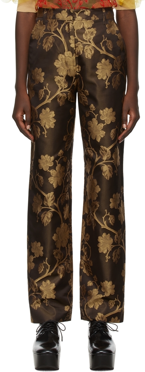 Puppets and Puppets SSENSE Exclusive Brown Brocade 'The Puppets' Trousers
