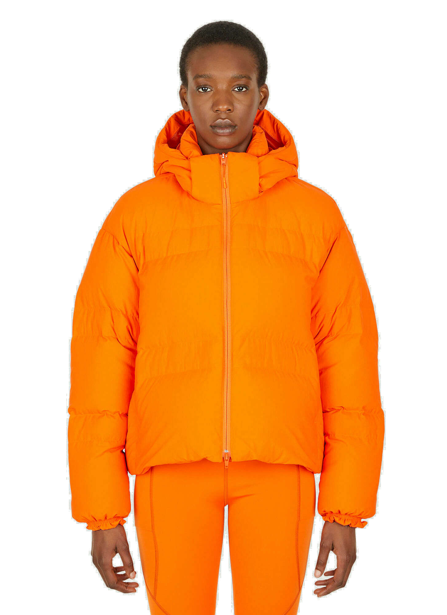 Hooded Puffer Jacket in Orange Y-3