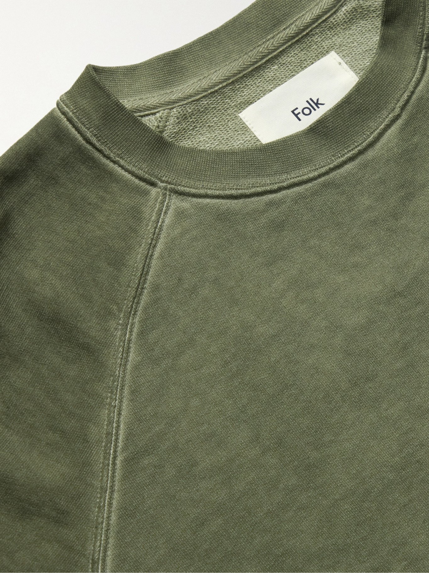 FOLK - Rivet Loopback Cotton-Jersey Sweatshirt - Green - 3 Folk