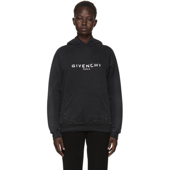 givenchy destroyed hoodie black