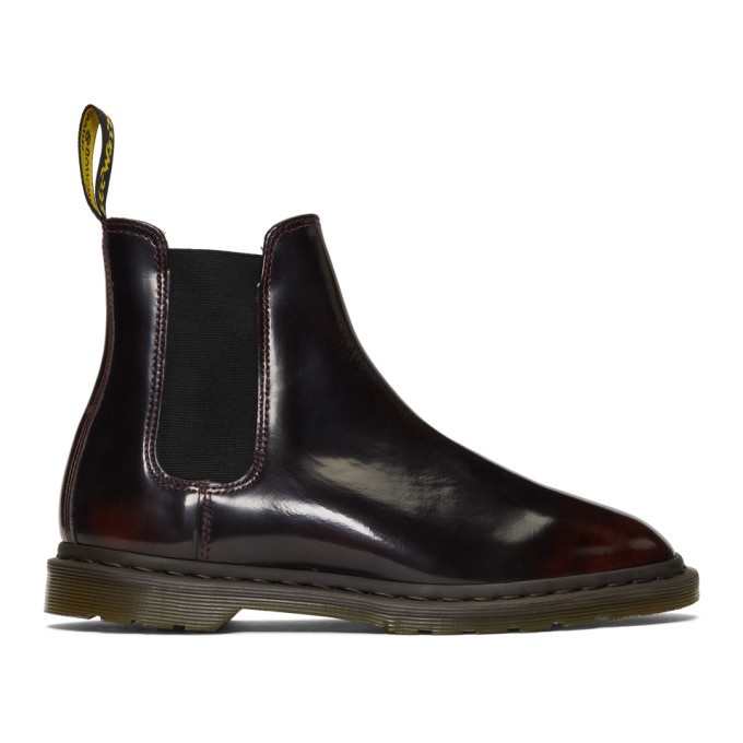 burgundy dr martens chelsea boots