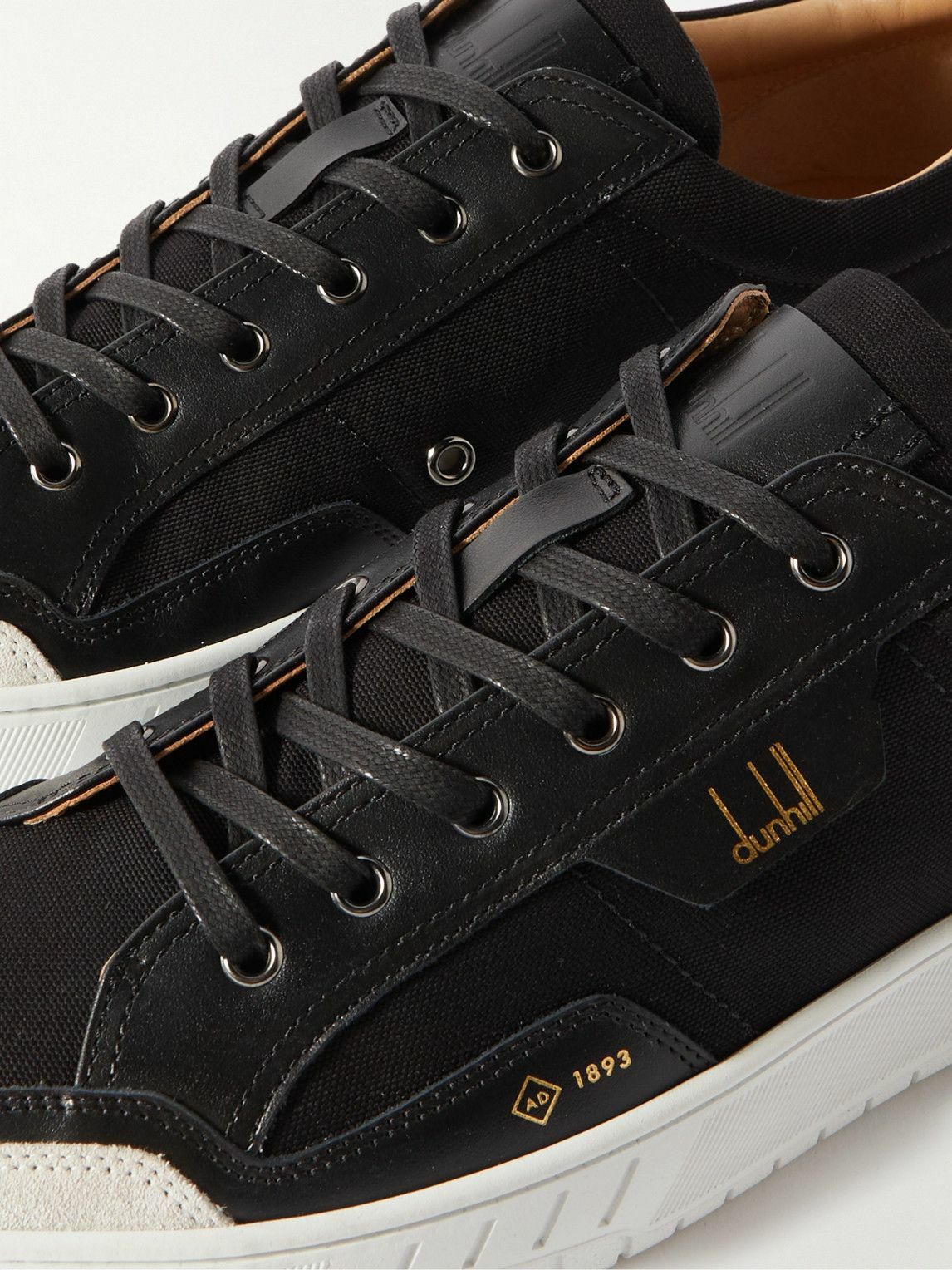 Dunhill Court Leather and SuedeTrimmed Canvas Sneakers Black Dunhill