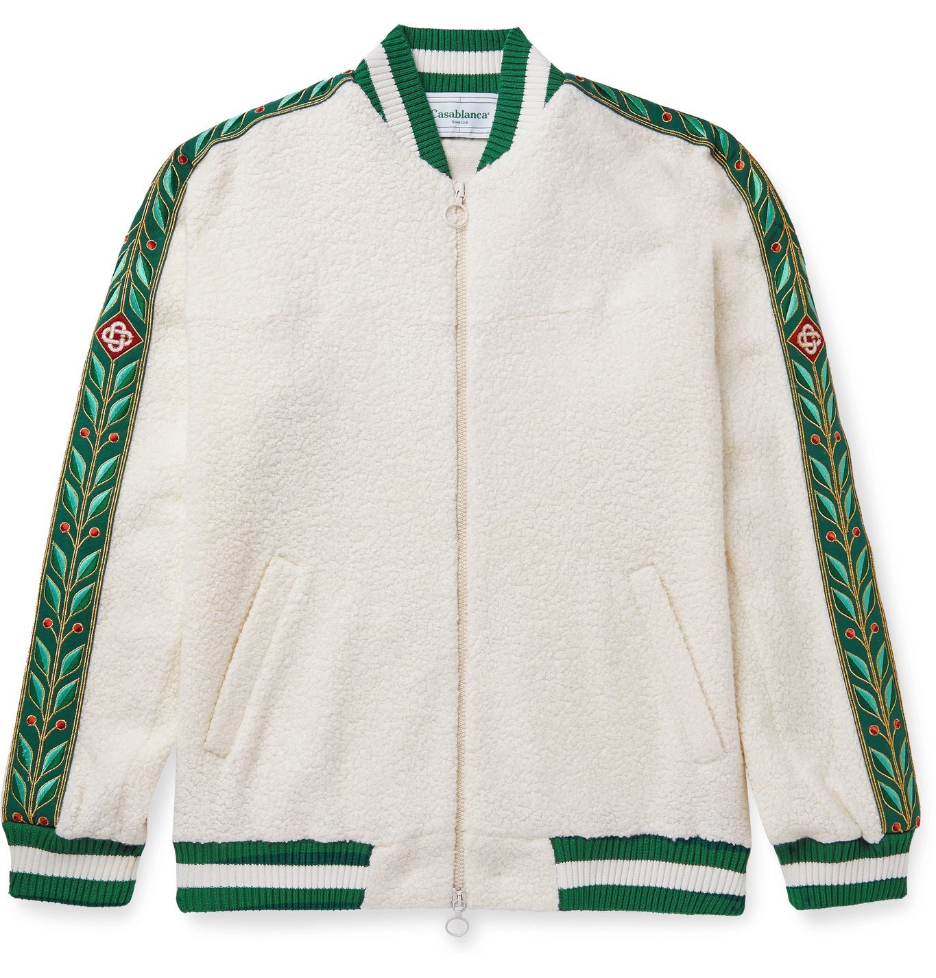 Casablanca - Jacquard-Trimmed Terry Track Jacket - White Casablanca