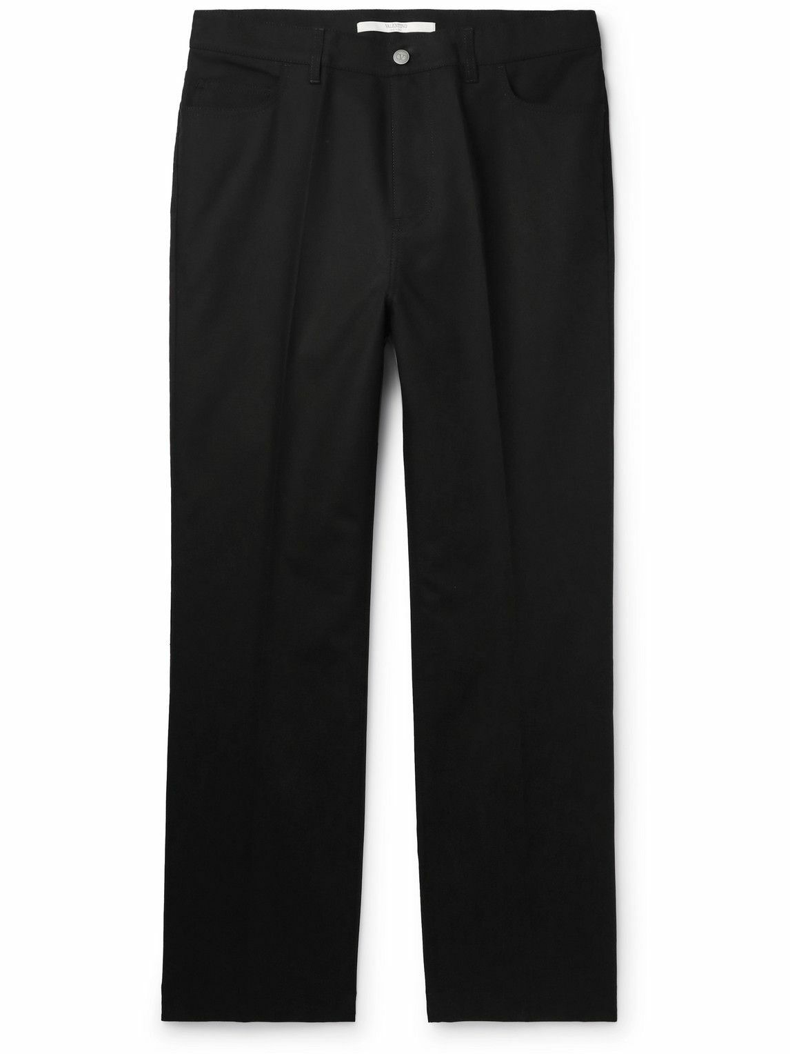 Valentino - Straight-Leg Pleated Cotton Trousers - Black Valentino