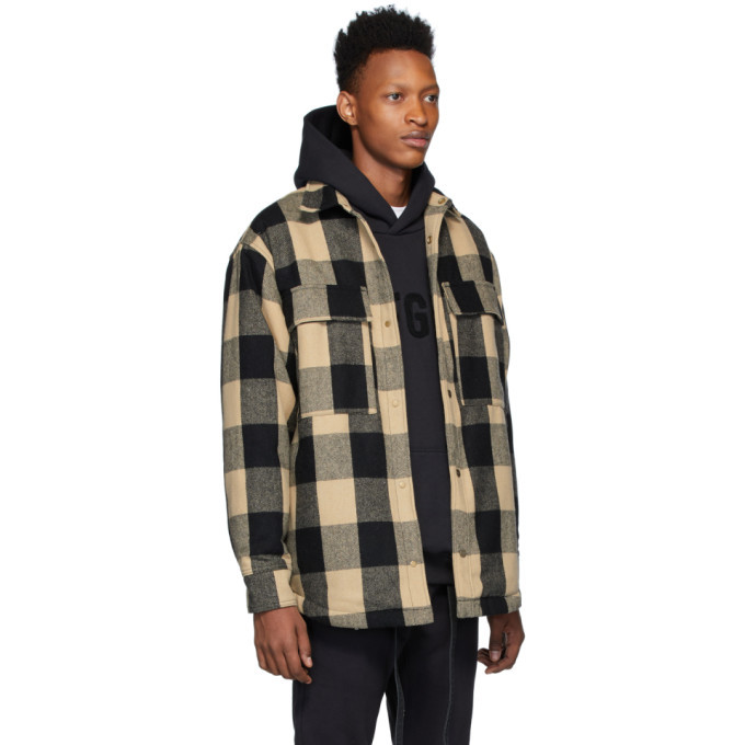 oversized checked shirt beige