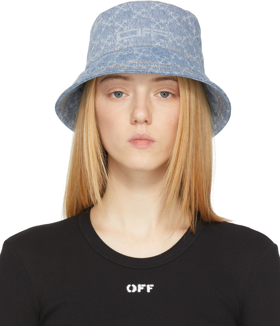 Off-White Blue Denim Monogram Bucket Hat Off-White