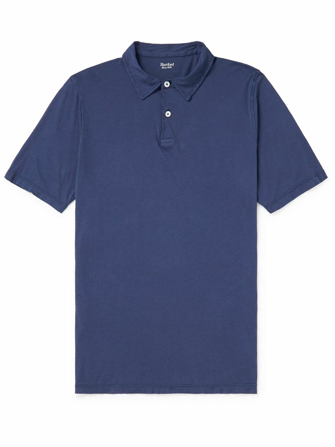 Hartford SlimFit CottonJersey Polo Shirt Blue Hartford