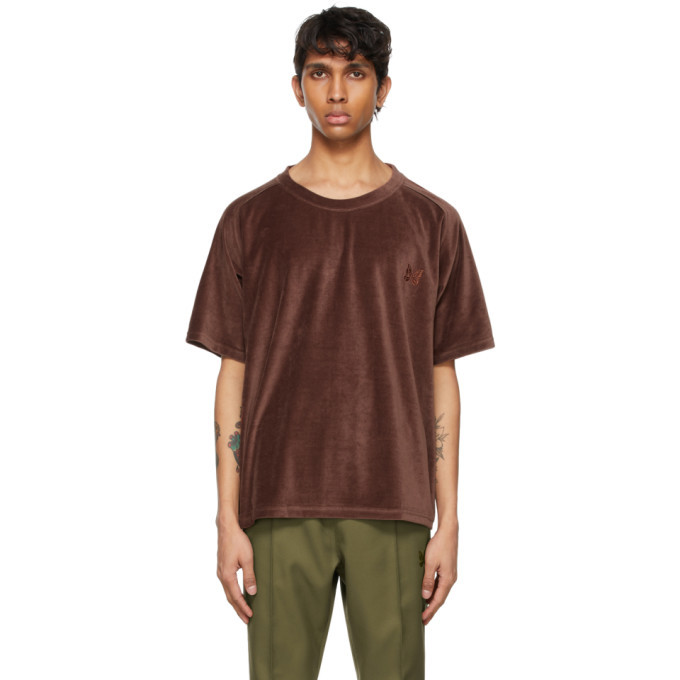 Needles Brown Velour Neck T-Shirt Needles