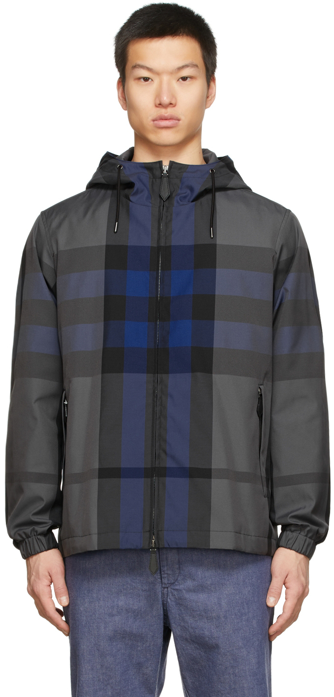 Photo: Burberry Blue & Grey Check Hooded Jacket
