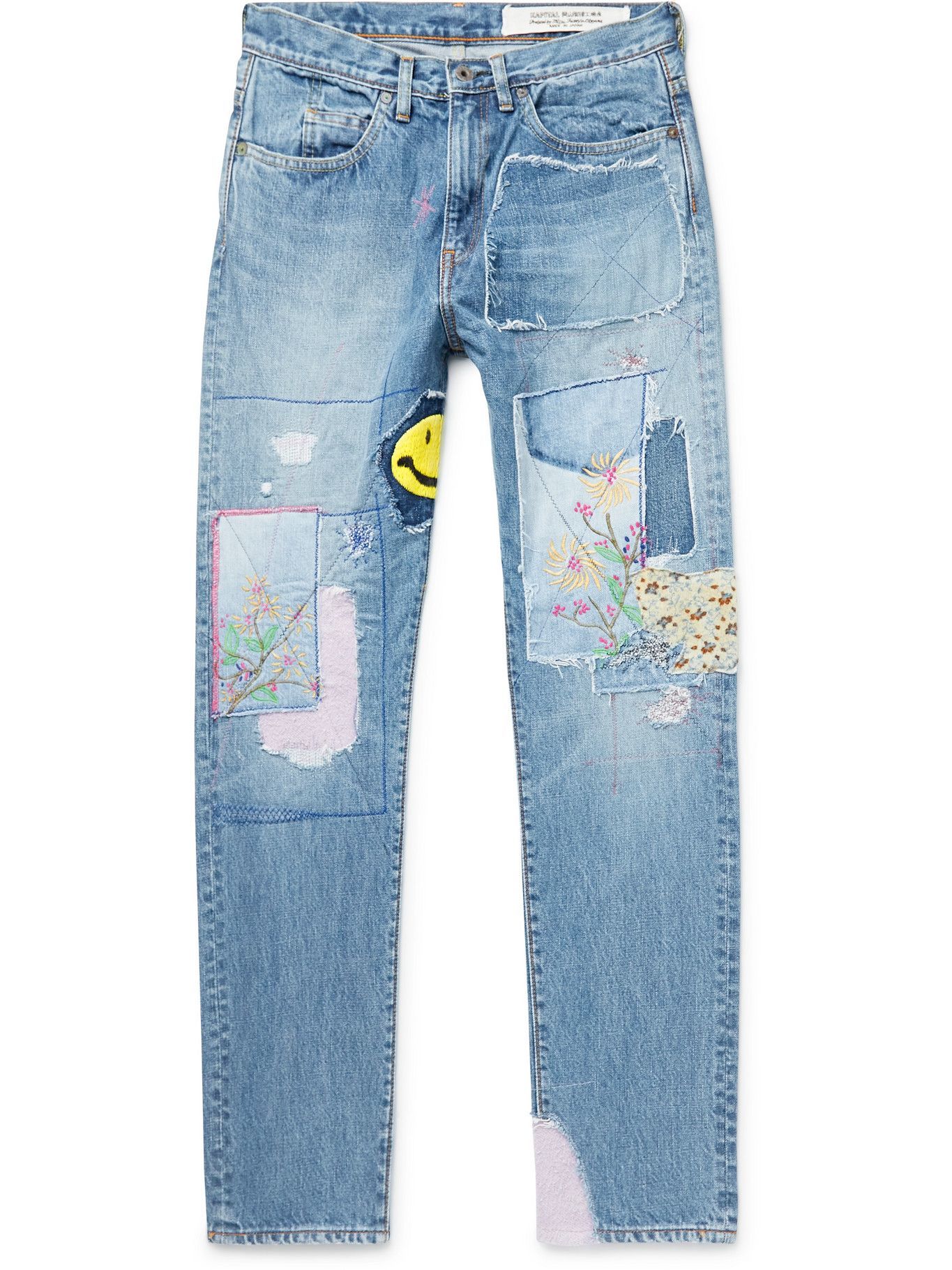 KAPITAL - OKABILLY Gypsy Patchwork Slim-Fit Embroidered Jeans - Blue ...