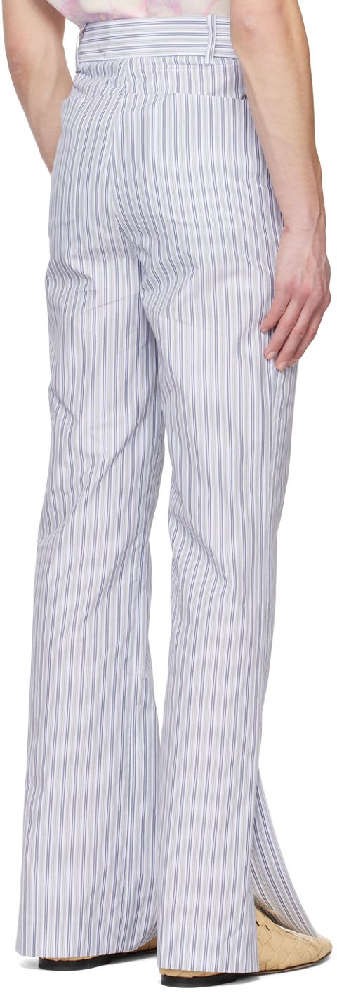 young n sang Blue & White Stripe Trousers