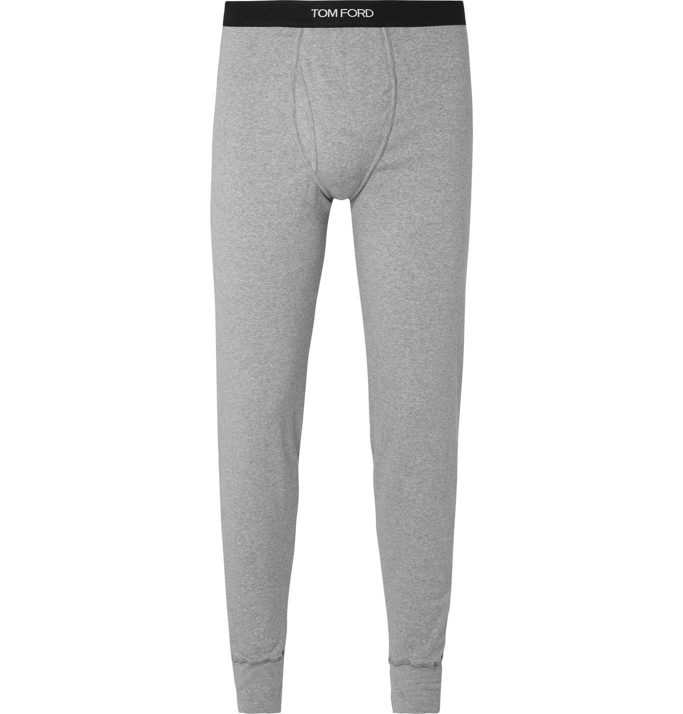 TOM FORD - Slim-Fit Mélange Stretch-Cotton Jersey Long Johns - Gray TOM FORD