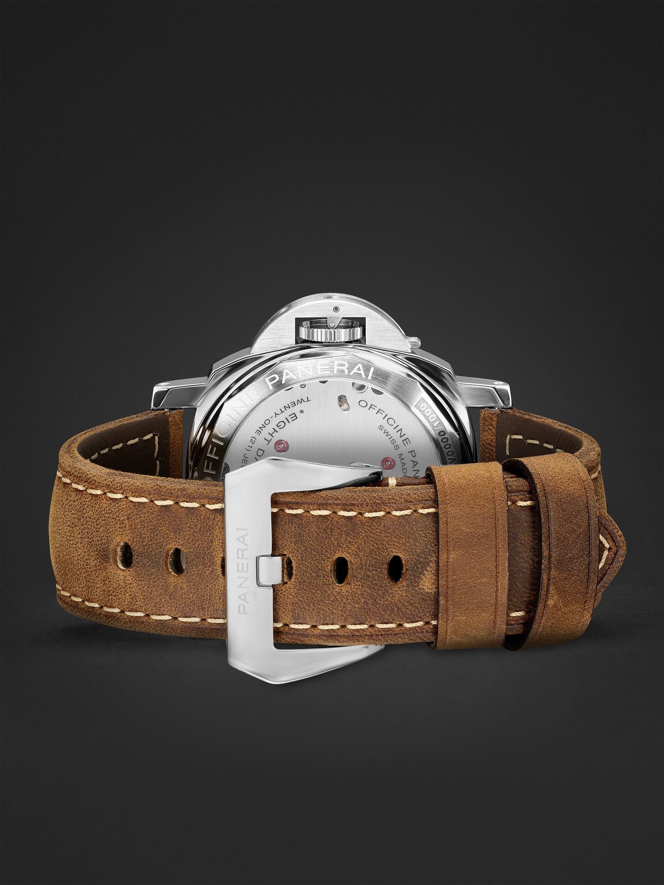 PANERAI - Luminor Base 8 Days Hand-Wound 44mm Steel and Nubuck Watch, Ref.  No. PAM00914 Panerai