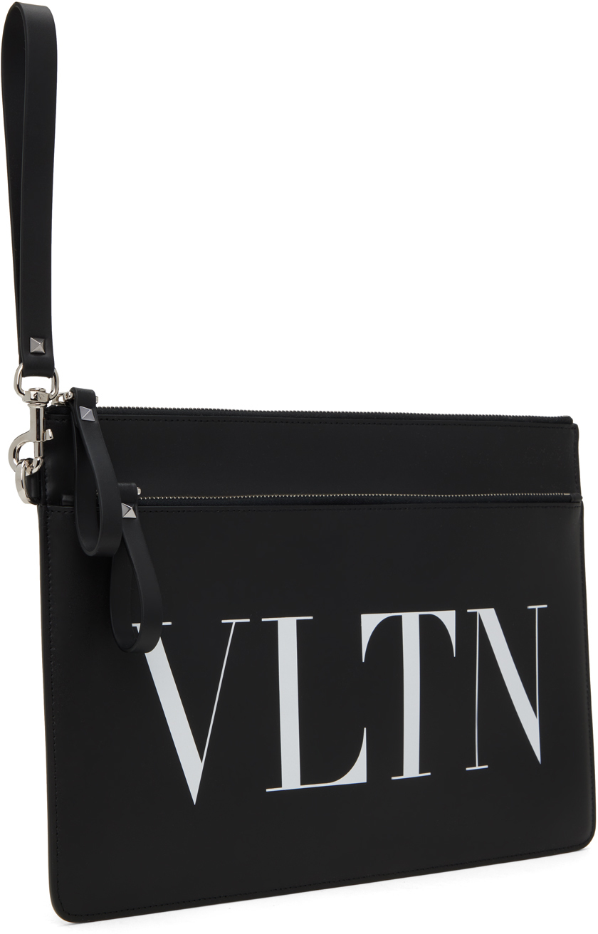 Valentino Garavani Black 'VLTN' Leather Document Holder Valentino Garavani