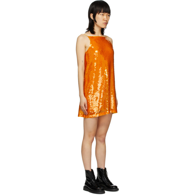 Eckhaus Latta Orange Sequin Mini Dress ...