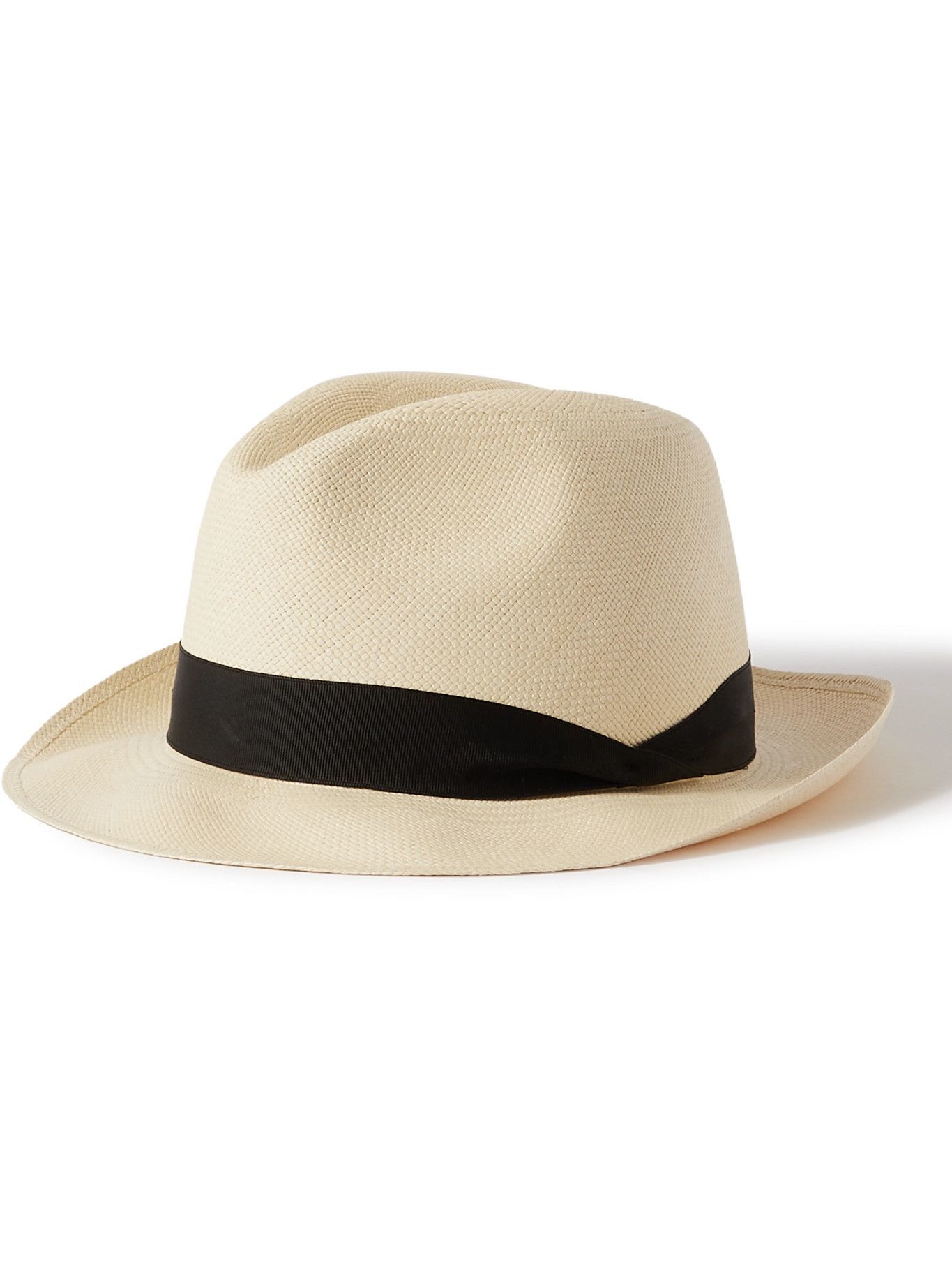 LOCK & CO HATTERS GrosgrainTrimmed Straw Panama Hat Neutrals Lock
