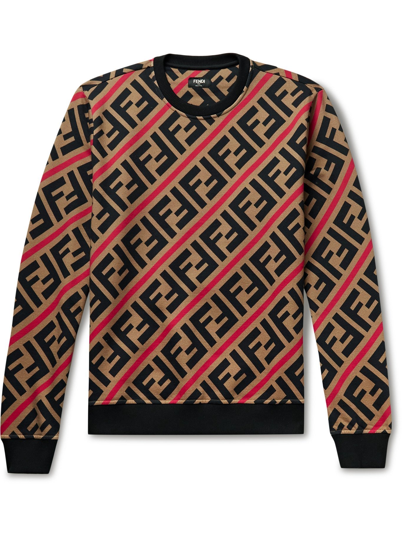 FENDI - Logo-Print Fleece-Back Cotton-Jersey Sweatshirt - Brown Fendi