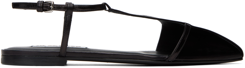 Jil Sander Black Leather Flat Sandals Jil Sander