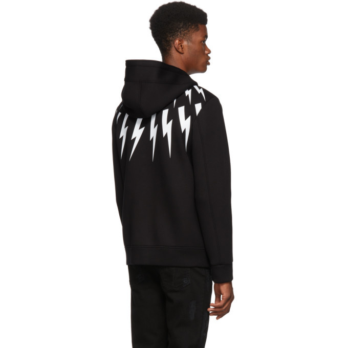 Neil Barrett Black Lightning Bolt Zip Hoodie Neil Barrett