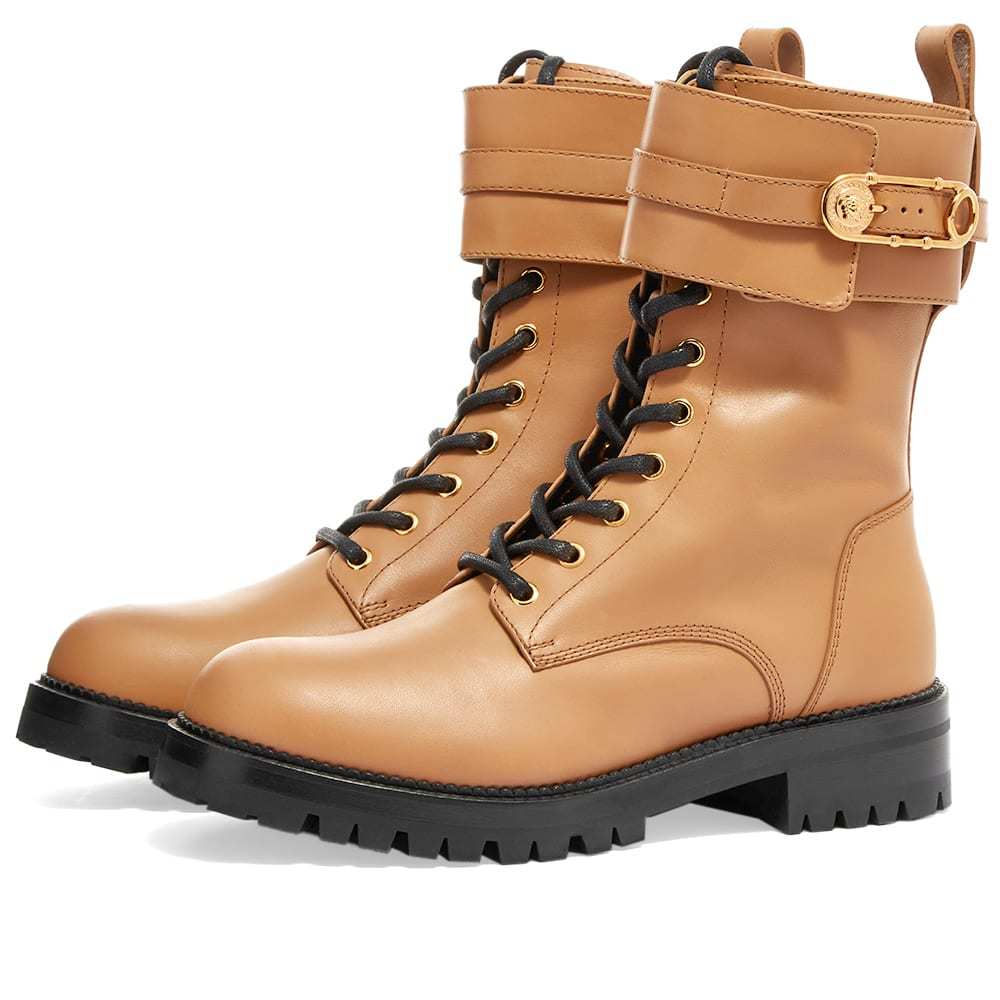 versace combat boots tan