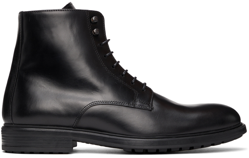 Officine Générale Black Leather Dimitri Lace-Up Boots Officine Generale