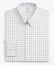 Brooks Brothers Men's Stretch Soho Extra-Slim-Fit Dress Shirt, Non-Iron Poplin Button-Down Collar Double-Grid Check | Brown