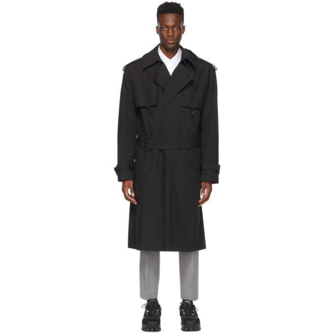 black fitted trench coat