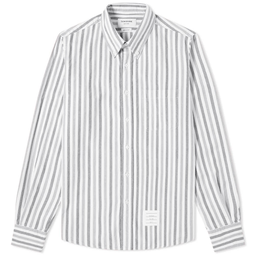 Thom Browne University Stripe Button Down Flannel Shirt Thom Browne