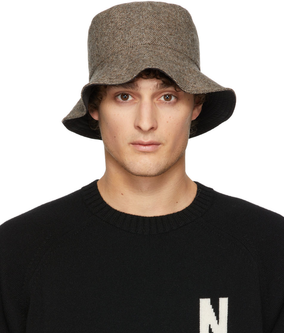 black wool bucket hat