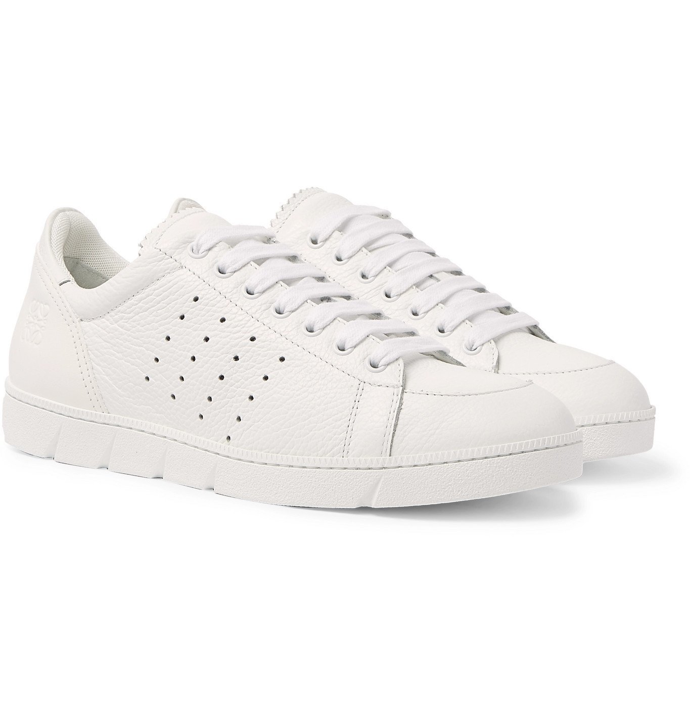 Loewe - Smooth and Full-Grain Leather Sneakers - White Loewe