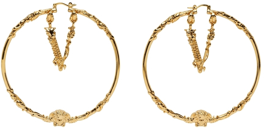 Versace Gold Padlock Drop Earrings Versace