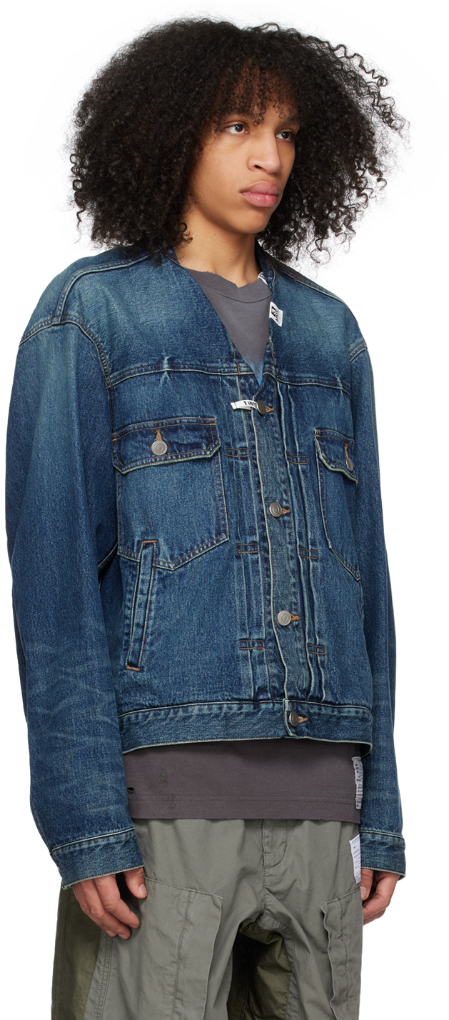 Miharayasuhiro Blue No Collar Denim Jacket Miharayasuhiro
