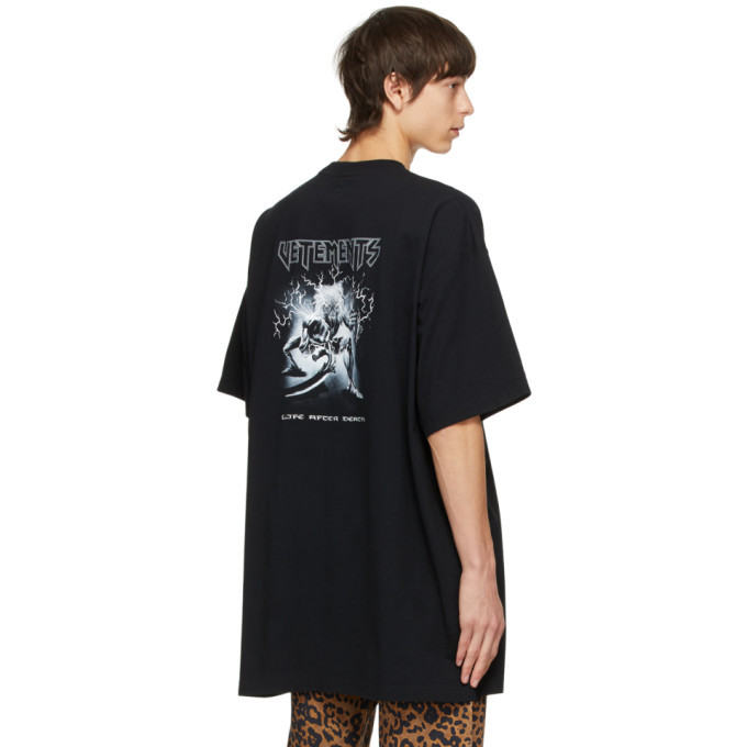 VETEMENTS Black Electric Logo Heavy Metal T-Shirt Vetements