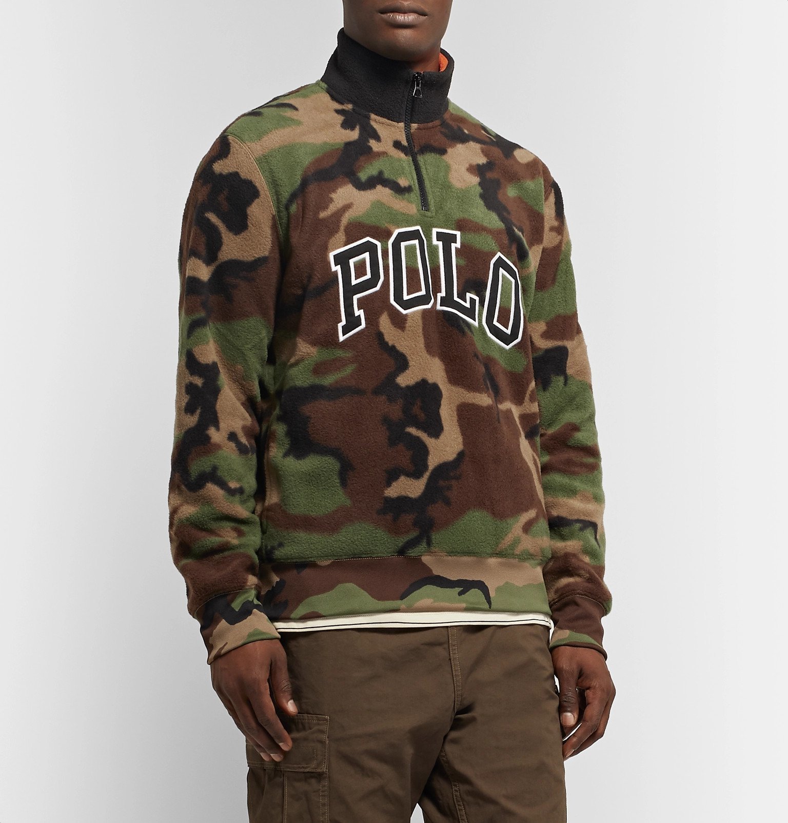 Polo Ralph Lauren - Logo-Appliqué Camouflage-Print Fleece Half-Zip  Sweatshirt - Green Polo Ralph Lauren