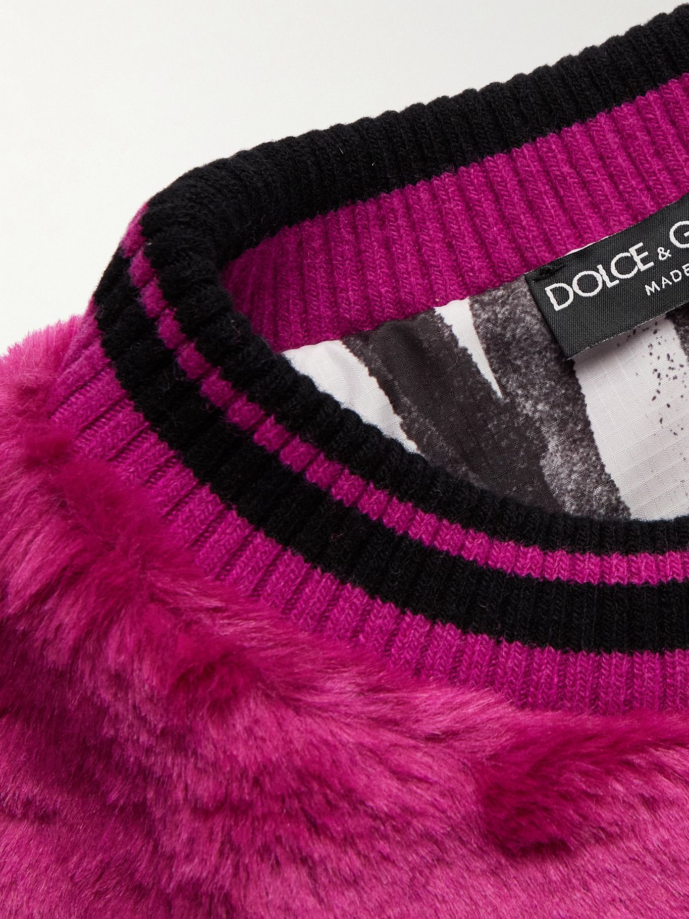 Dolce & Gabbana - Logo-Print Faux Fur Sweatshirt - Pink Dolce & Gabbana