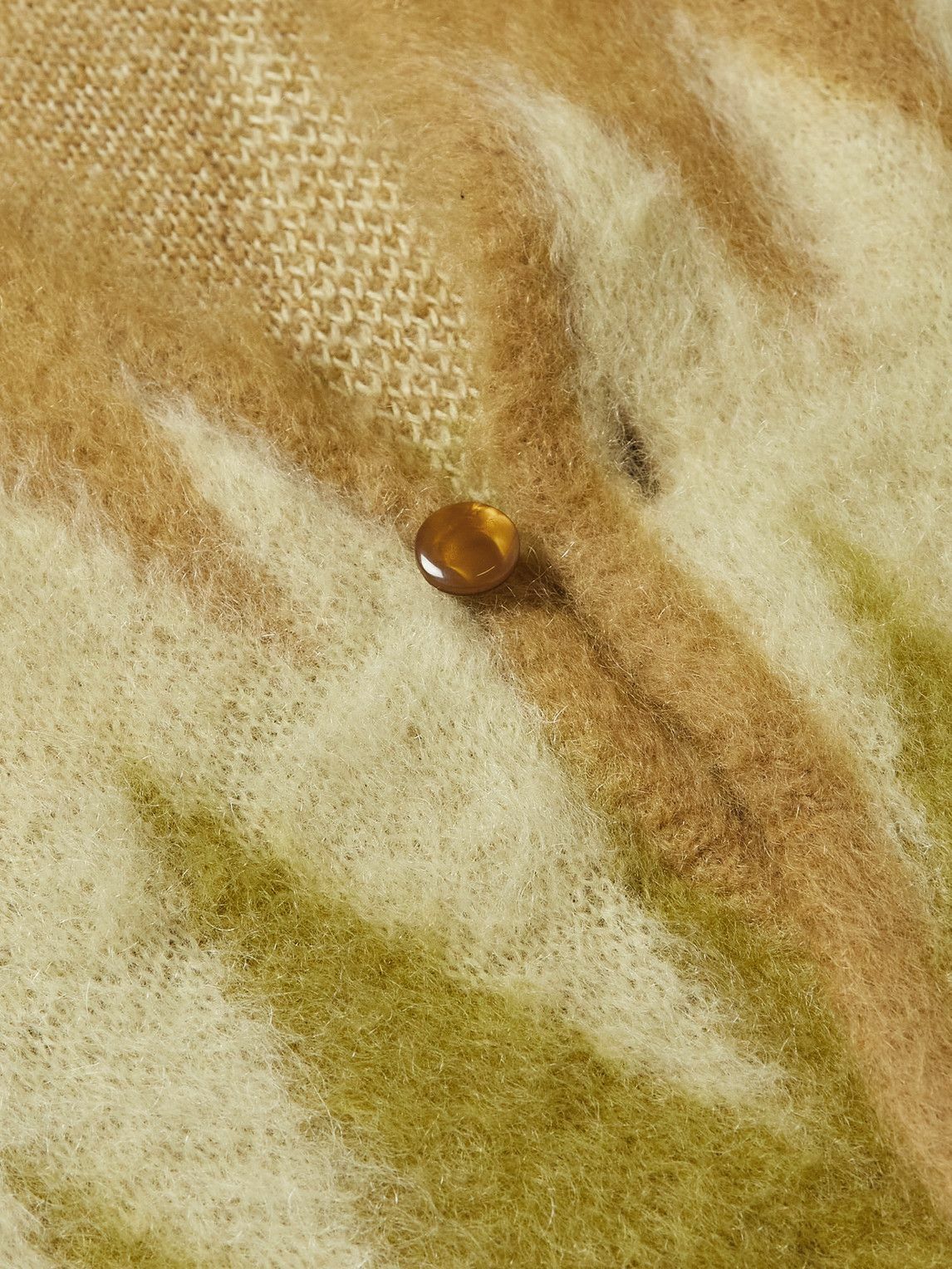 Needles JacquardKnit MohairBlend Cardigan Yellow Needles