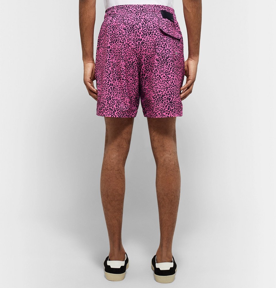 AMIRI WideLeg MidLength LeopardPrint Swim Shorts Men Pink Amiri