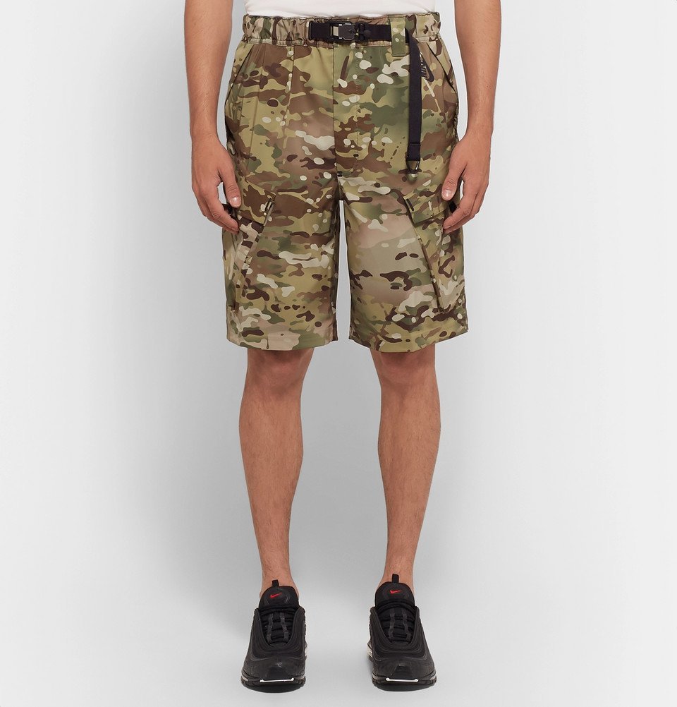 Nike - NikeLab Camouflage-Print Stretch-Shell Shorts - Men - Army green ...