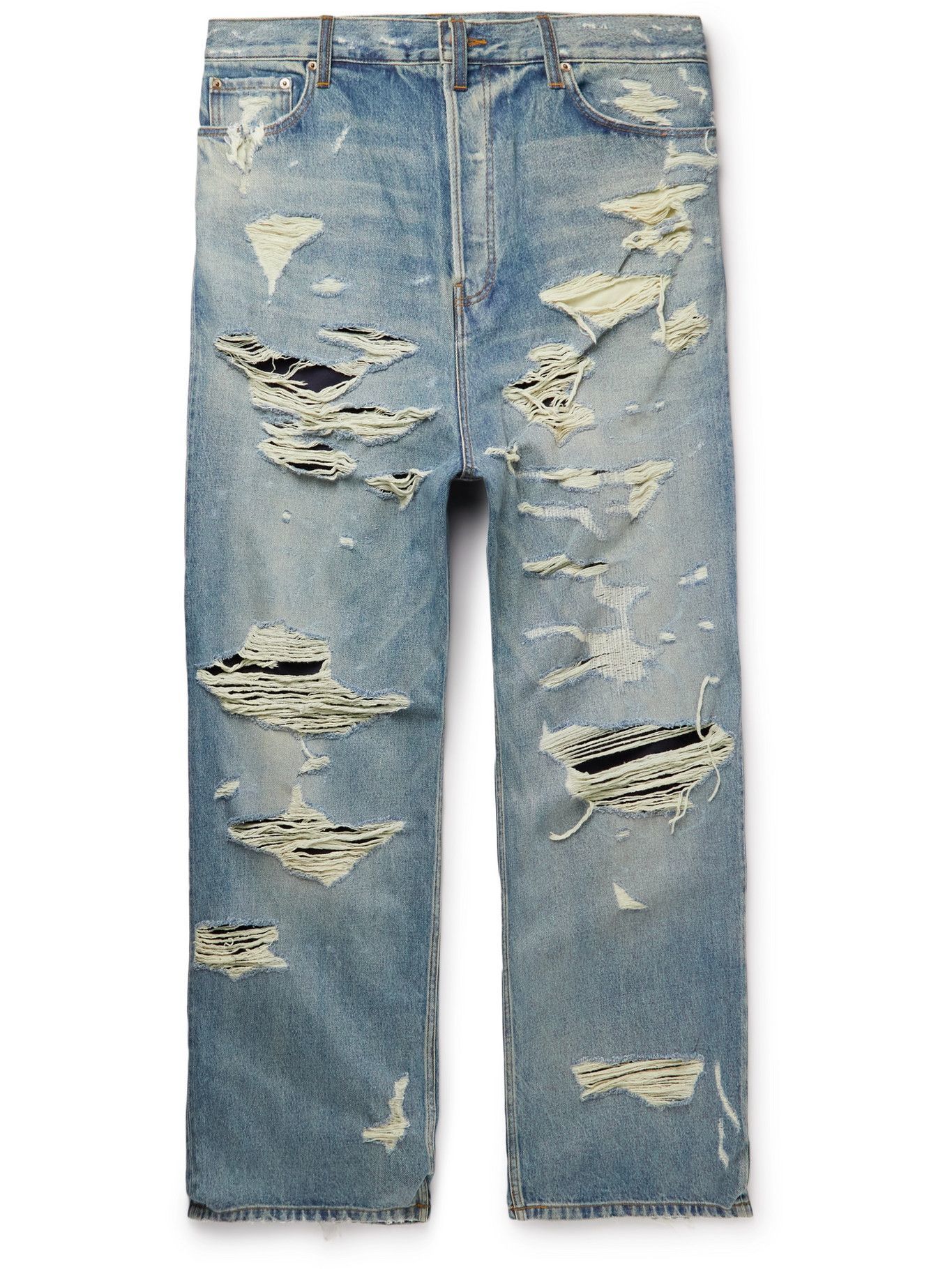 Balenciaga - Wide-Leg Distressed Jeans - Blue Balenciaga