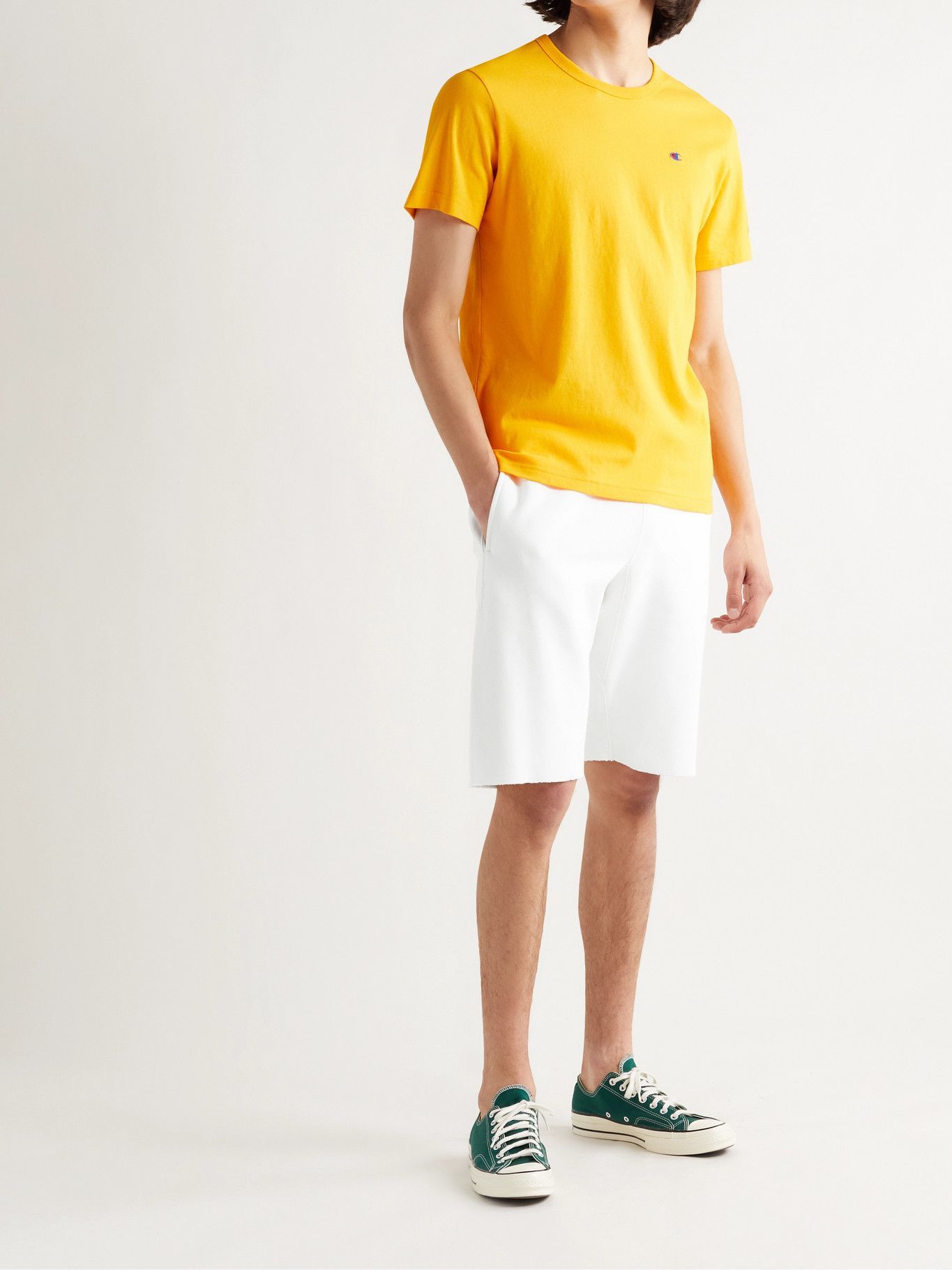 white cotton champion shorts