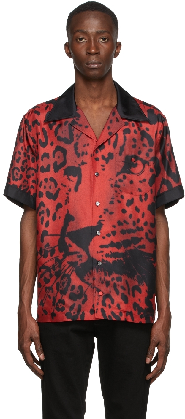 Dolce & Gabbana Red & Black Leopard Shirt Dolce & Gabbana